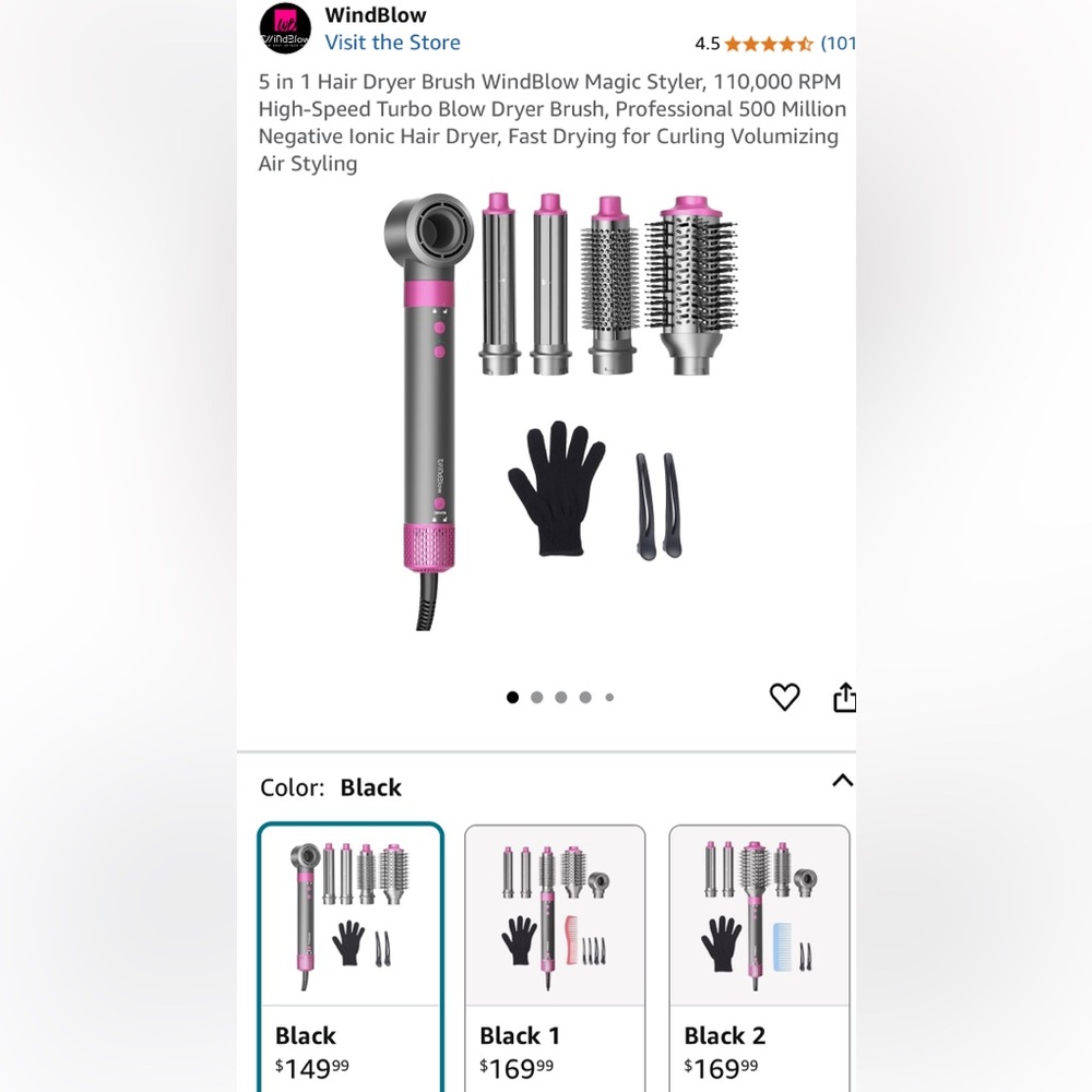 5 in 1 Hair Dryer Brush WindBlow Magic Styler, 110,000 RPM High-Speed Turbo Blow